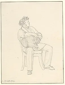Billedhugger H. E. Freund (1786-1840) fejrer Thorvaldsens romerske fødselsdag. by C.W. Eckersberg