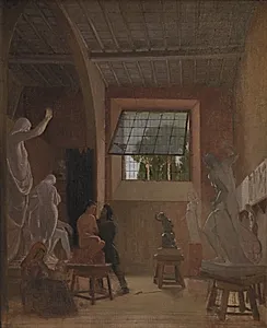 Billedhuggeren Jens Adolph Jerichau i sit atelier i Rom by David Jacobsen
