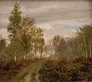 Birketræer på Læsø efter regn by P.C. Skovgaard