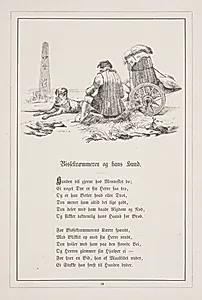 Bissekræmmeren og hans hund. Illustration til H.V. Kaalund, "Fabler for Børn" by H.P. Hansen