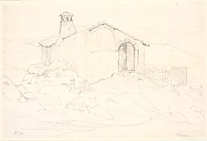 Bjerglandskab med en hytte by Wilhelm Marstrand