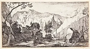 Bjerglandskab med klipper by Roelant Roghman