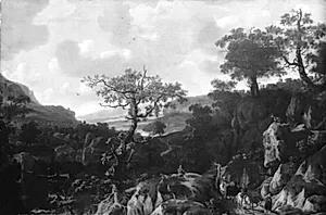 Bjerglandskab by Johannes Lingelbach