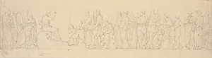 Bjergprædikenen. Frisekomposition med studie til afvigende relief i Slotskirken by H.W. Bissen