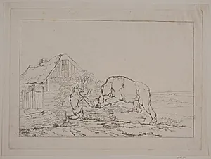 Bjørnen i klemme. Illustration til "Reineke Fuchs"