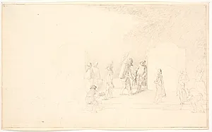 Blad med scener af gadeliv by C.A. Lorentzen