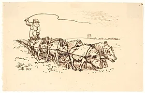 Blære Bonde pløjer jord
