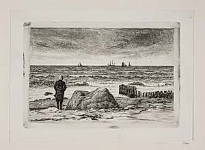 Blæsevejr. Søstykke by Carl Bloch