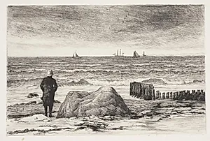 Blæsevejr. Søstykke by Carl Bloch