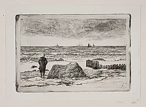 Blæsevejr. Søstykke by Carl Bloch