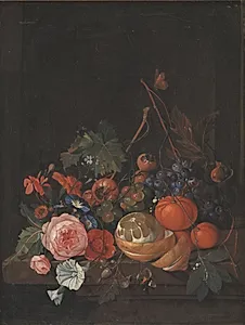 Blomster og frugt by Ubekendt