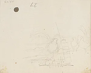 Blyantsstudie af en hane og to høns. Illustration til Kaalunds "Fabler for Børn". Se kommentar fra arkkatalog. by Johan Thomas Lundbye