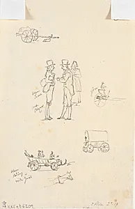 Blyantsstudier af figurer og køretøjer by Martinus Rørbye