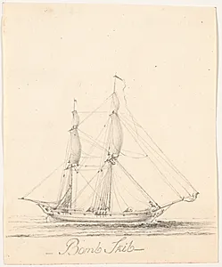 Bomb Skib med topsejl by C.A. Lorentzen