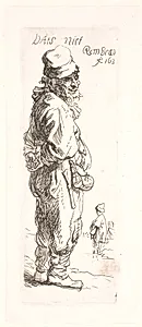 Bonde, der besvarer et spørgsmål by Rembrandt van Rijn