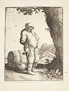 Bonde, der urinerer by Adriaen van Ostade