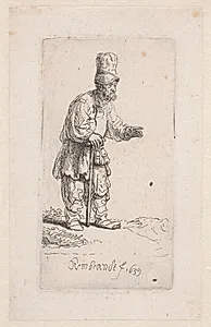 Bonde lænende sig til en stok by Rembrandt van Rijn