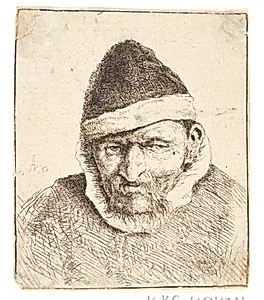 Bonde med spids pelshue by Adriaen van Ostade