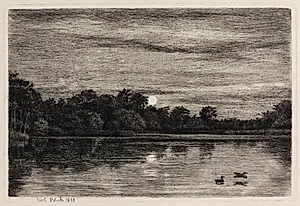 Bondedammen ved Hellebæk. Måneskin by Carl Bloch
