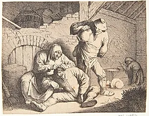 Bondefamilie i bøn by Willem Basse