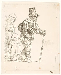 Bondefamilie på vandring by Rembrandt van Rijn