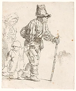 Bondefamilie på vandring by Rembrandt van Rijn