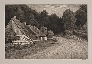 Bondehus ved skoven by Axel Holm