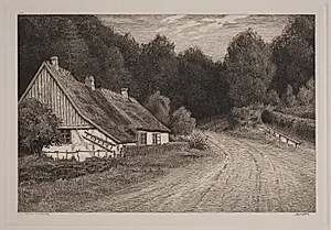 Bondehus ved skoven by Axel Holm