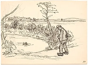 Bonden ved den frosne sø by Fritz Syberg