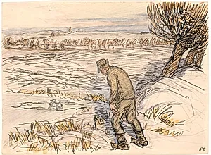 Bonden ved den frosne sø by Fritz Syberg