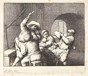 Bønder, der slås by Adriaen van Ostade