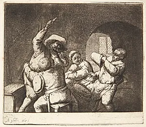 Bønder, der slås by Adriaen van Ostade