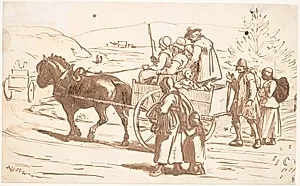 Bønder fra Orsa Sogn kører til Kirke, Dalarne by Wilhelm Marstrand