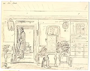 Bondestue med stående mand, Læsø by Martinus Rørbye