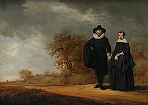 Borgmester Cornelis Damasz. van der Gracht og hustru, Jopken Jacobs, i et landskab by Gerard Donck