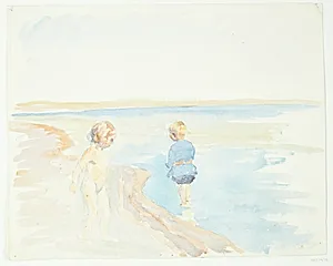 Børn ved stranden by Peter Hansen