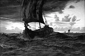 Brede sejl over Nordsjø går by Thorolf Pedersen