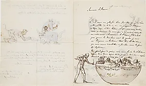 Brev til Baron de Geer med tegninger (verso) by Nicolai Abildgaard