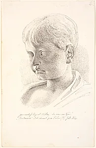 Britannicus hoved. 3/4 profil mod venstre by Johan Thomas Lundbye