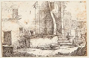 Brønd ved et hus by Thomas Wijck
