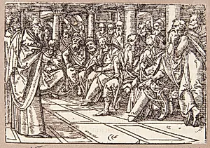 Brutus kræver sine sønners straf for konsulerne by Tobias Stimmer