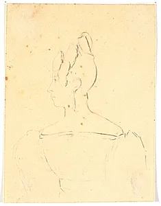 Brystbillede af dame. Profil til venstre by Wilhelm Bendz