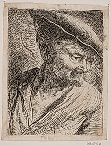 Brystbillede af en Mand, der ser nedad by W.A. Müller