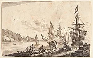 Bugt med sejlskibe by Reinier Zeeman