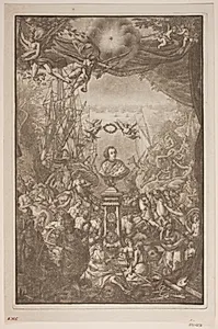 Buste af Frederik V. Titelblad til ""Auserlesene Schnecken, Muscheln und Schalthiere ..."
