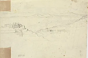 By og bjerge ved en sø by Wilhelm Marstrand