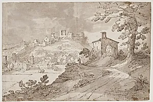 Byanlæg med bymur by Joos de II Momper