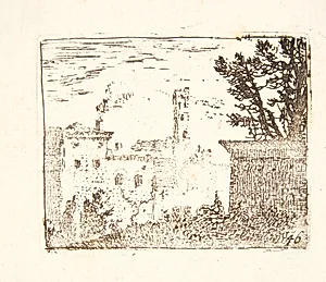 Bygninger med kvadratisk tårn by Karel Du Jardin
