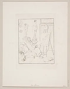 C.A. Lorentzen i sit atelier by Edvard Sonne