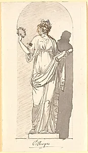 Calliope, den episke digtnings muse som statue i en niche by Nicolai Abildgaard